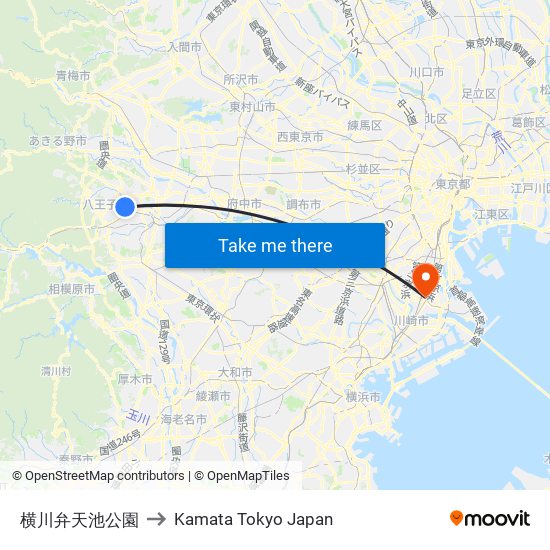 横川弁天池公園 to Kamata Tokyo Japan map