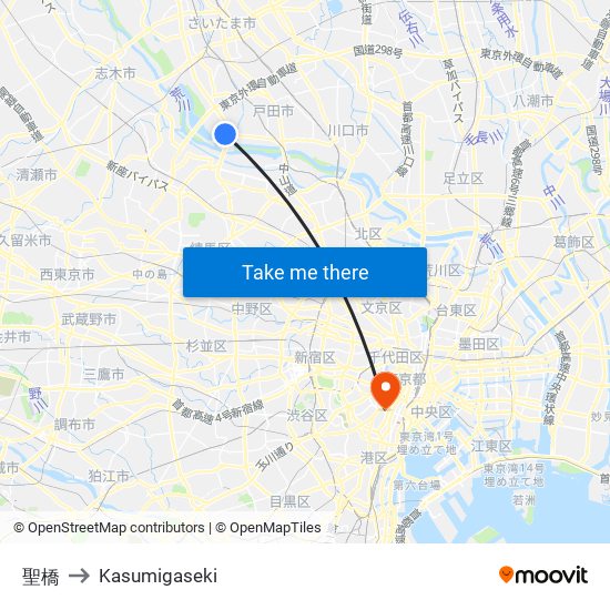 聖橋 to Kasumigaseki map