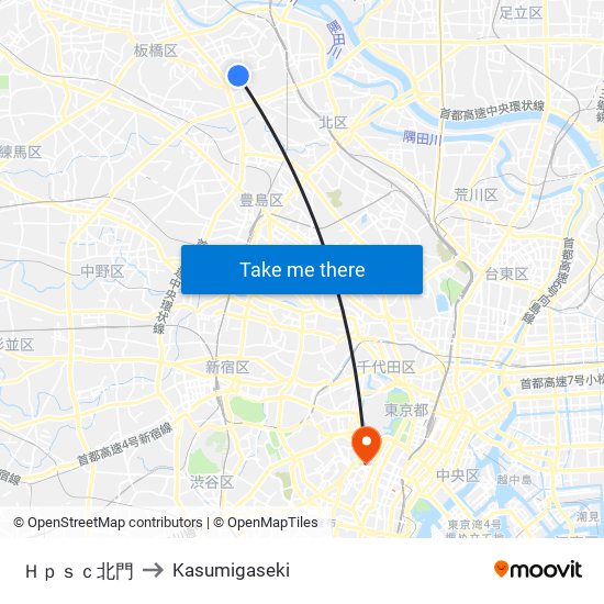 Ｈｐｓｃ北門 to Kasumigaseki map