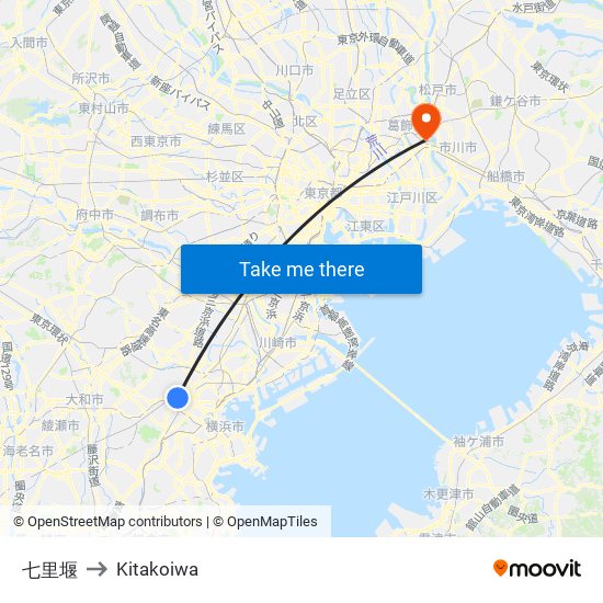 七里堰 to Kitakoiwa map