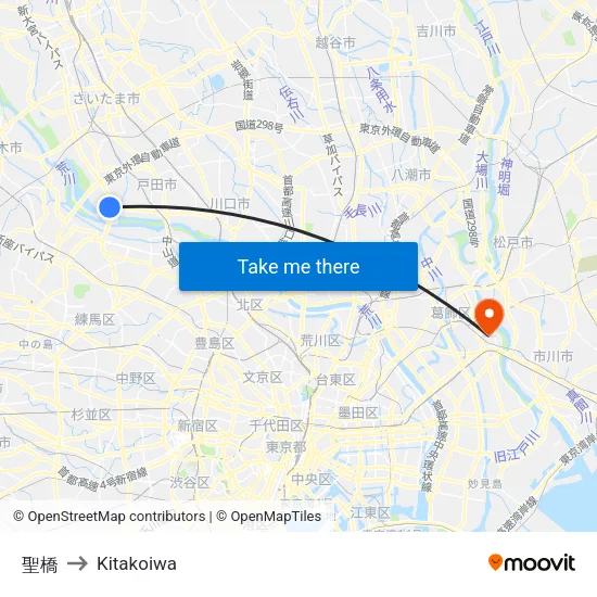 聖橋 to Kitakoiwa map