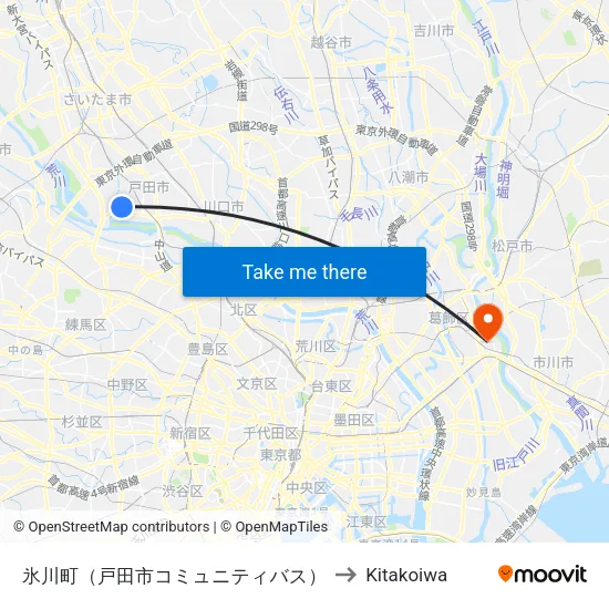 氷川町（戸田市コミュニティバス） to Kitakoiwa map