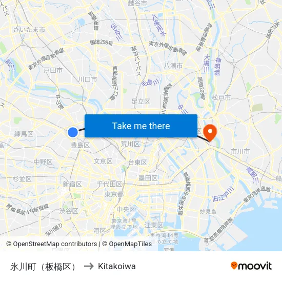 氷川町（板橋区） to Kitakoiwa map