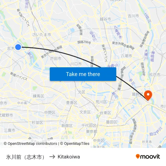 氷川前（志木市） to Kitakoiwa map