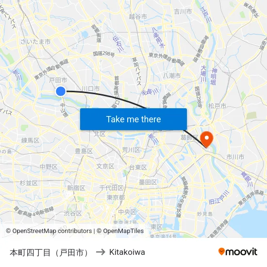 本町四丁目（戸田市） to Kitakoiwa map