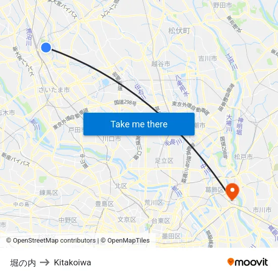 堀の内 to Kitakoiwa map