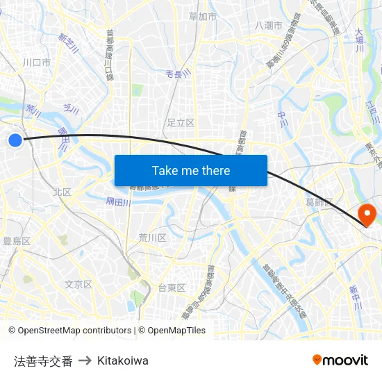 法善寺交番 to Kitakoiwa map