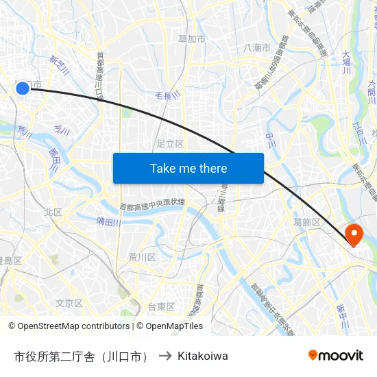 City Hall Second Building (Kawaguchi) to Kitakoiwa map