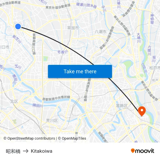 昭和橋 to Kitakoiwa map