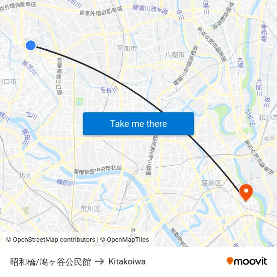 昭和橋/鳩ヶ谷公民館 to Kitakoiwa map