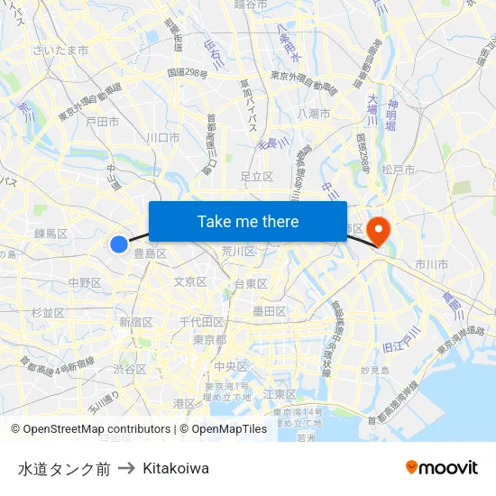 Water Tank Mae to Kitakoiwa map