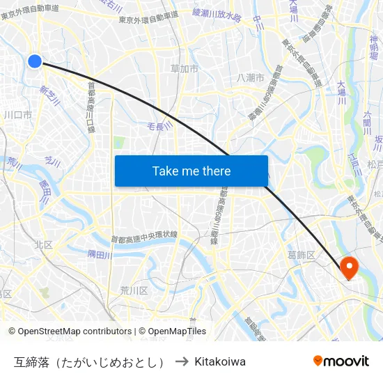 Tagaijime-otoshi to Kitakoiwa map