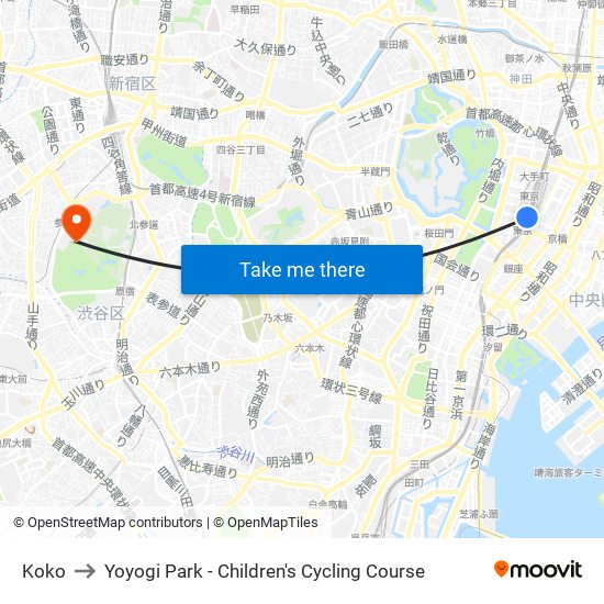 Koko to Yoyogi Park - Children's Cycling Course map