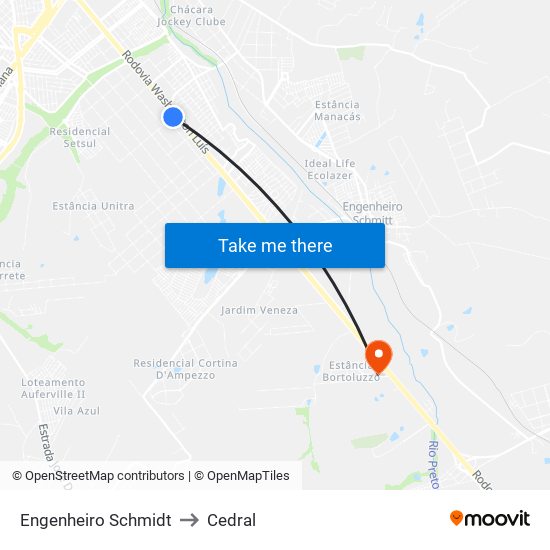 Engenheiro Schmidt to Cedral map