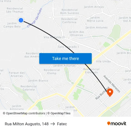 Rua Milton Augusto, 148 to Fatec map