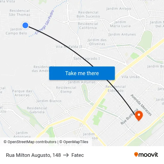 Rua Milton Augusto, 148 to Fatec map
