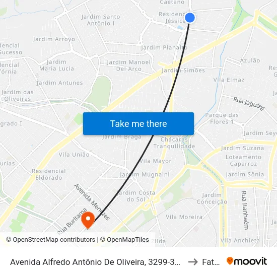 Avenida Alfredo Antônio De Oliveira, 3299-3305 to Fatec map