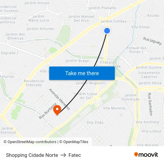 Shopping Cidade Norte to Fatec map