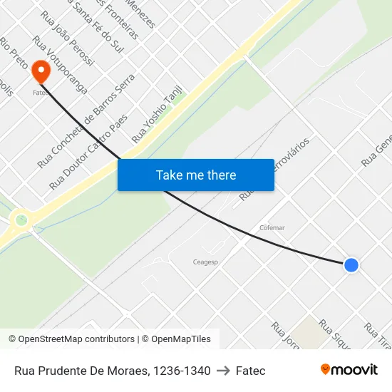 Rua Prudente De Moraes, 1236-1340 to Fatec map