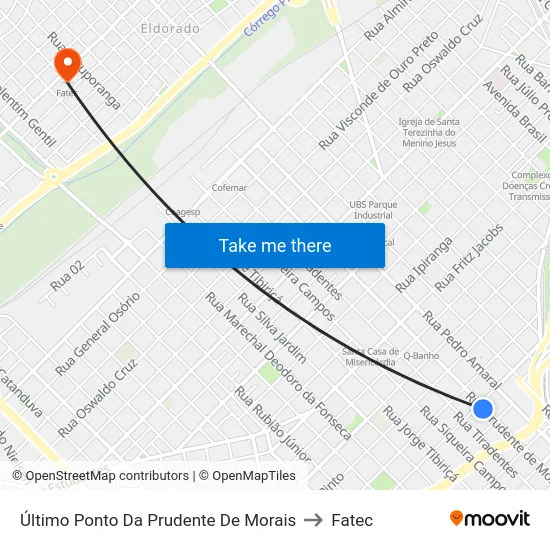 Último Ponto Da Prudente De Morais to Fatec map