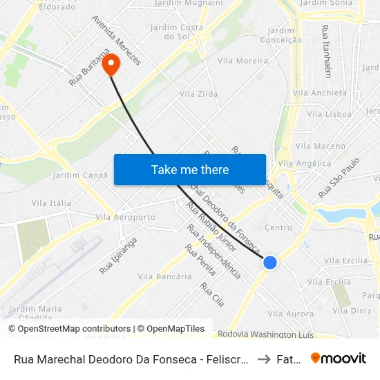 Rua Marechal Deodoro Da Fonseca - Feliscred to Fatec map