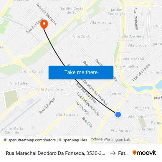 Rua Marechal Deodoro Da Fonseca, 3530-3538 to Fatec map
