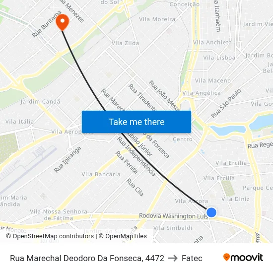Rua Marechal Deodoro Da Fonseca, 4472 to Fatec map