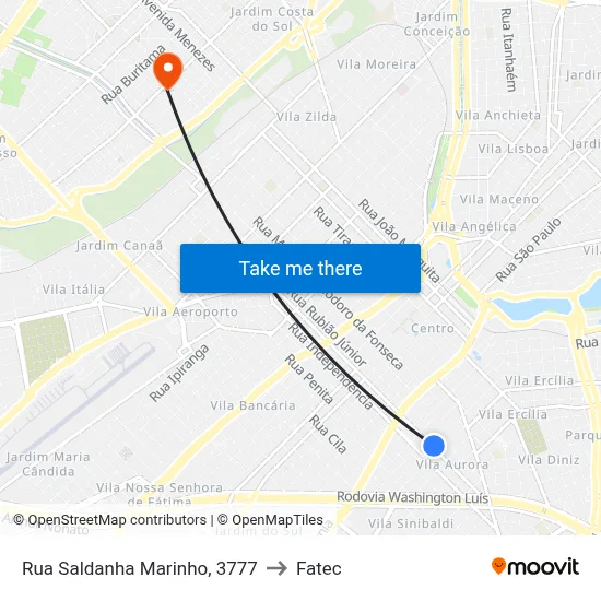 Rua Saldanha Marinho, 3777 to Fatec map