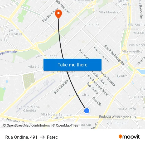 Rua Ondina, 491 to Fatec map