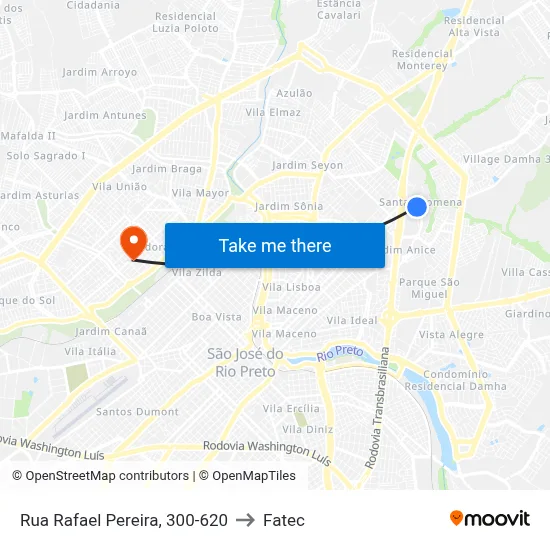 Rua Rafael Pereira, 300-620 to Fatec map