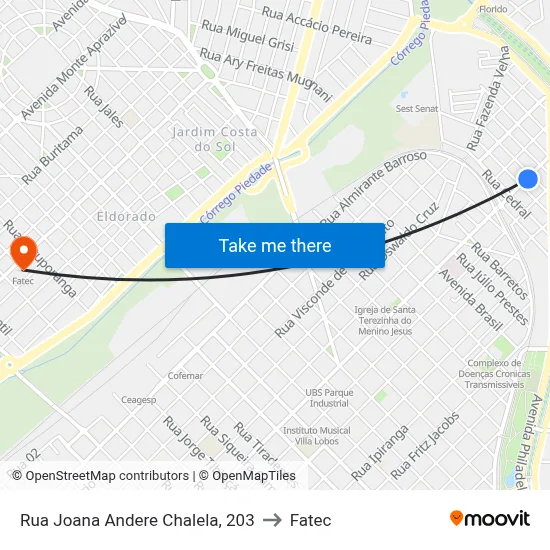 Rua Joana Andere Chalela, 203 to Fatec map