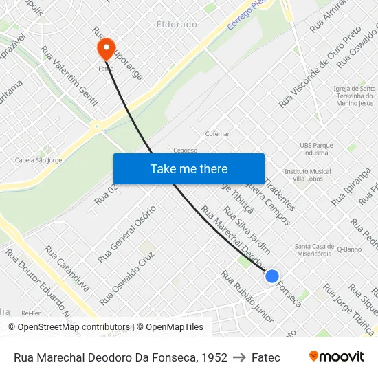 Rua Marechal Deodoro Da Fonseca, 1952 to Fatec map