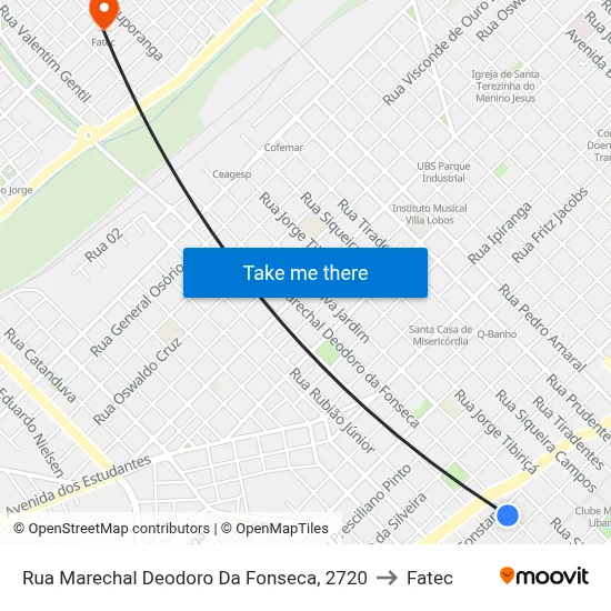Rua Marechal Deodoro Da Fonseca, 2720 to Fatec map