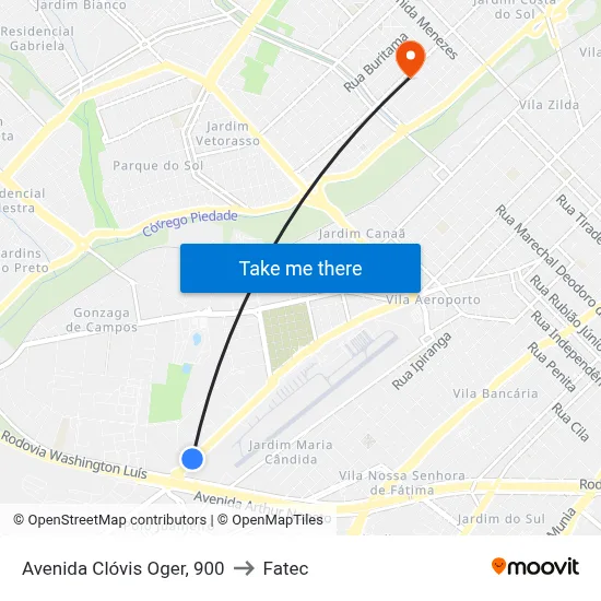 Avenida Clóvis Oger, 900 to Fatec map