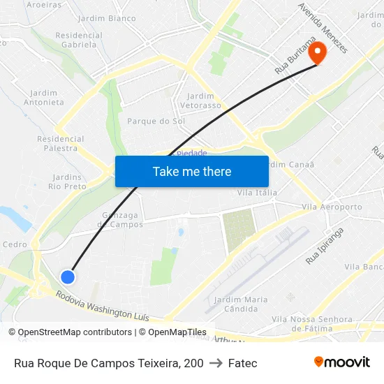 Rua Roque De Campos Teixeira, 200 to Fatec map