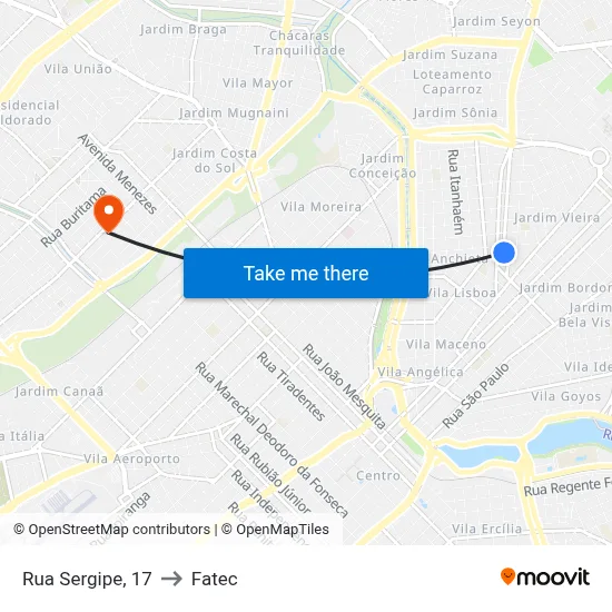 Rua Sergipe, 17 to Fatec map