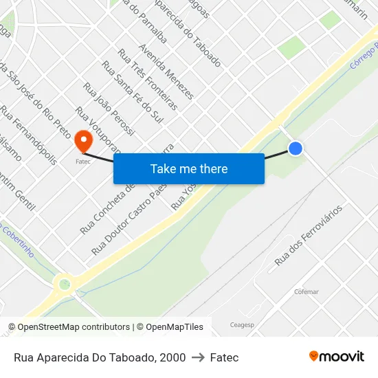 Rua Aparecida Do Taboado, 2000 to Fatec map