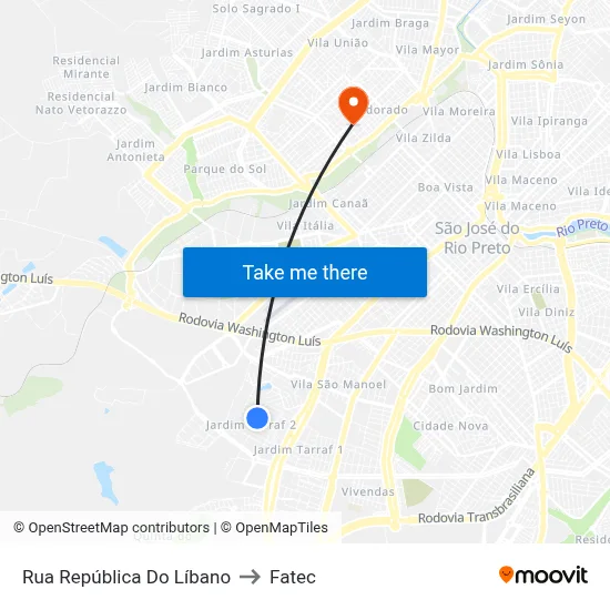 Rua República Do Líbano to Fatec map