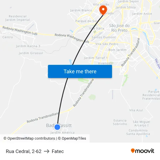 Rua Cedral, 2-62 to Fatec map