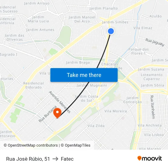 Rua Josè Rúbio, 51 to Fatec map