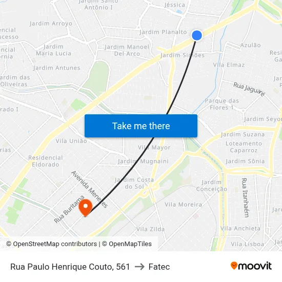 Rua Paulo Henrique Couto, 561 to Fatec map