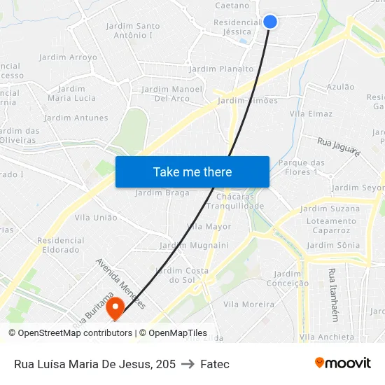 Rua Luísa Maria De Jesus, 205 to Fatec map