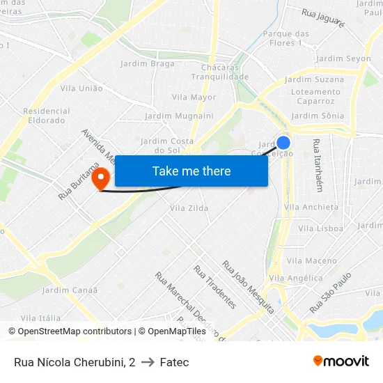 Rua Nícola Cherubini, 2 to Fatec map
