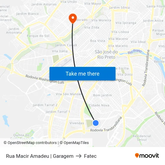 Rua Macir Amadeu | Garagem to Fatec map