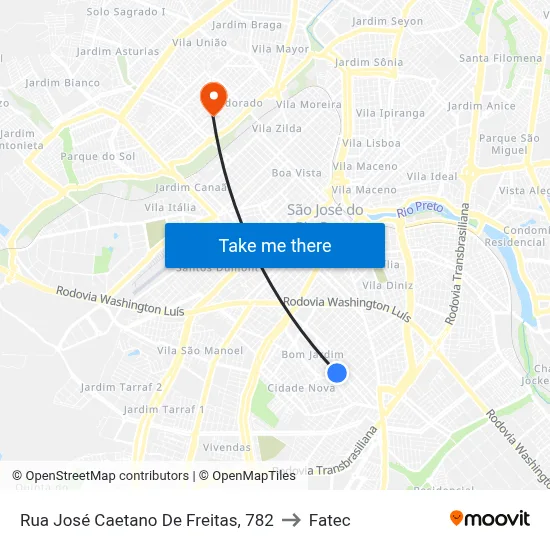 Rua José Caetano De Freitas, 782 to Fatec map