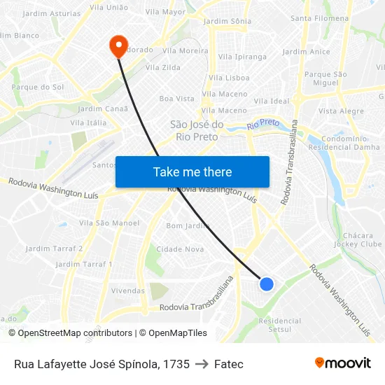 Rua Lafayette José Spínola, 1735 to Fatec map
