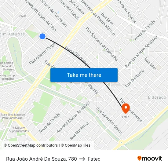 Rua João André De Souza, 780 to Fatec map