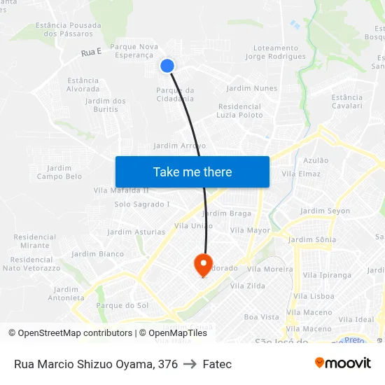 Rua Marcio Shizuo Oyama, 376 to Fatec map