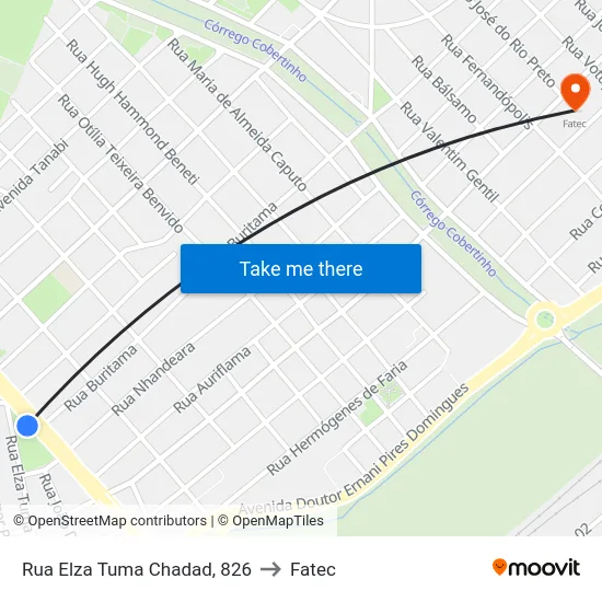 Rua Elza Tuma Chadad, 826 to Fatec map