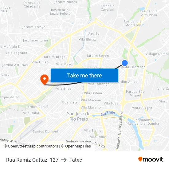Rua Ramiz Gattaz, 127 to Fatec map